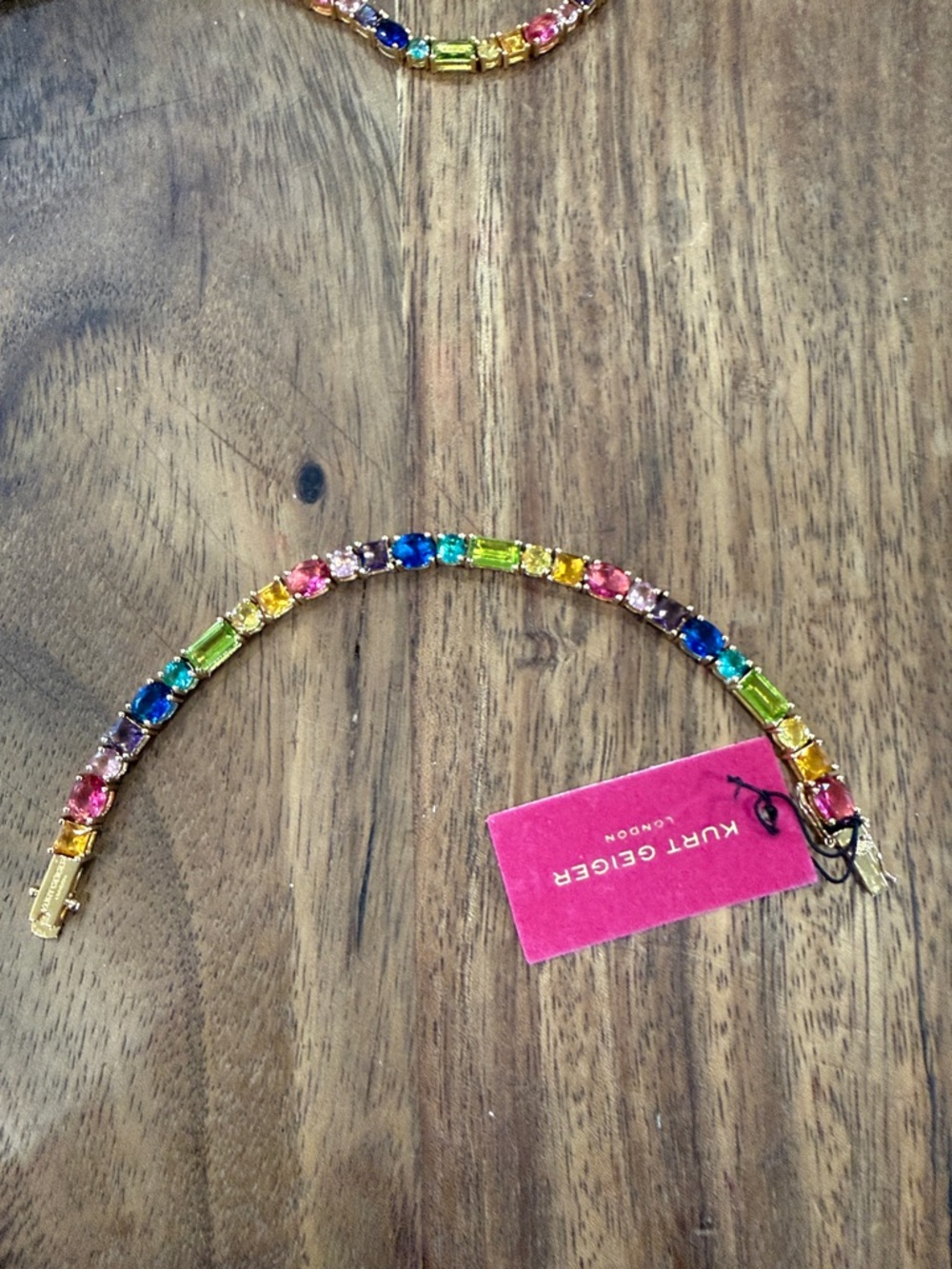 Kurt Geiger Gold-Tone Multicolor Crystal Necklace and Bracelet - Picture 4 of 5